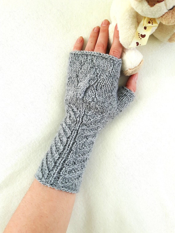 Knit gloves pattern PDF knitted fingerless gloves arm hand Etsy
