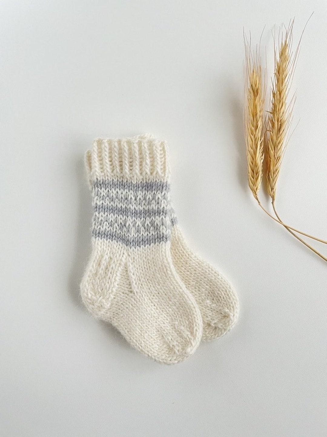 Knit Baby Socks, Alpaca Wool Socks for Kids, Unisex Baby Knitwear