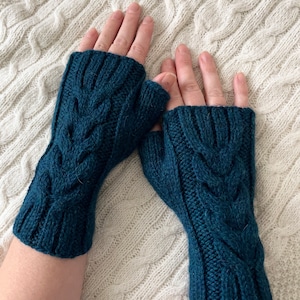 Knit fingerless mitts, knit fingerless mittens, knitted handwarmers, handmade arm warmers, winter gloves, womens mitts, christmas gift image 2