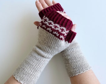 Knit fingerless gloves, wool mitts for women, knitted handwarmers, knit arm warmers, women's wristwarmers, spring gloves, autumn mitts