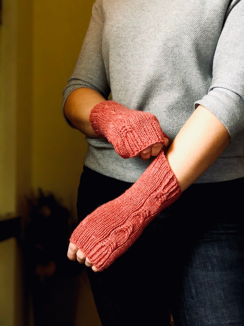 Knit Cable Fingerless Gloves Pattern: Easy Mitts Tutorial (PDF Pattern ...