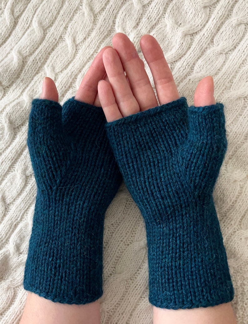 Knit fingerless mitts, knit fingerless mittens, knitted handwarmers, handmade arm warmers, winter gloves, womens mitts, christmas gift image 3