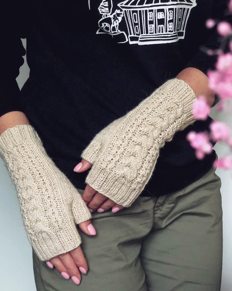 Knit Fingerless Gloves Fingerless Women Mittens Knitted Arm Etsy