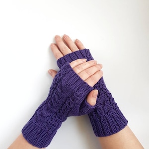Knit fingerless gloves, merino wool mitts, women&#39;s handwarmers, handknit armwarmers, softknitshome