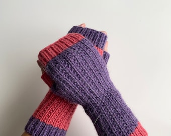 Knit fingerless gloves, wool handwarmers, handmade gloves, knitted armwarmers, wristwarmers, texting mitts, softknitshome