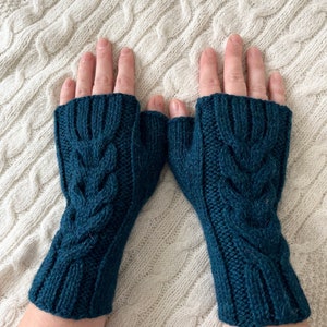 Knit fingerless mitts, knit fingerless mittens, knitted handwarmers, handmade arm warmers, winter gloves, womens mitts, christmas gift image 4