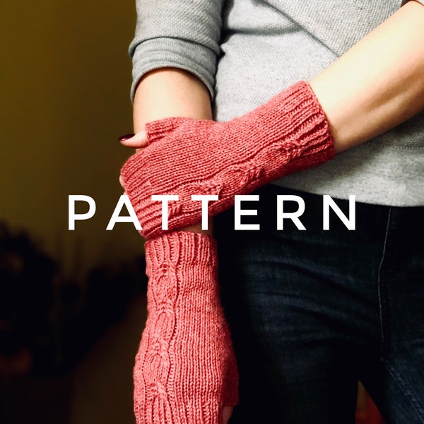 PATTERN for knit fingerless gloves easy fingerless gloves tutorial how to make cable knit gloves arm warmers hand warmers cable gloves
