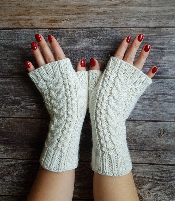long knit fingerless gloves