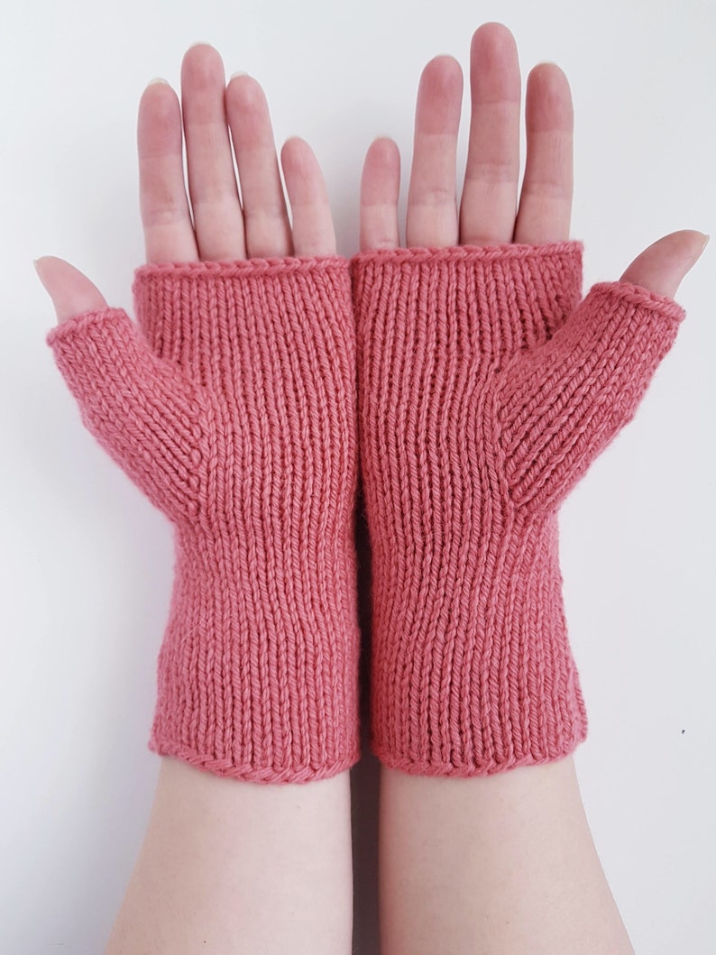 Knit fingerless gloves, knit wool mittens, alpaca and sheep wool gloves, knit cable mitts, softknitshome, gift for girlfriend, gift for mom image 3