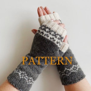Knitting pattern, fingerless gloves,  how to knit mitts, knitting instruction, handwarmers, arm warmers pdf download