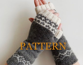 Knitting pattern, fingerless gloves,  how to knit mitts, knitting instruction, handwarmers, arm warmers pdf download