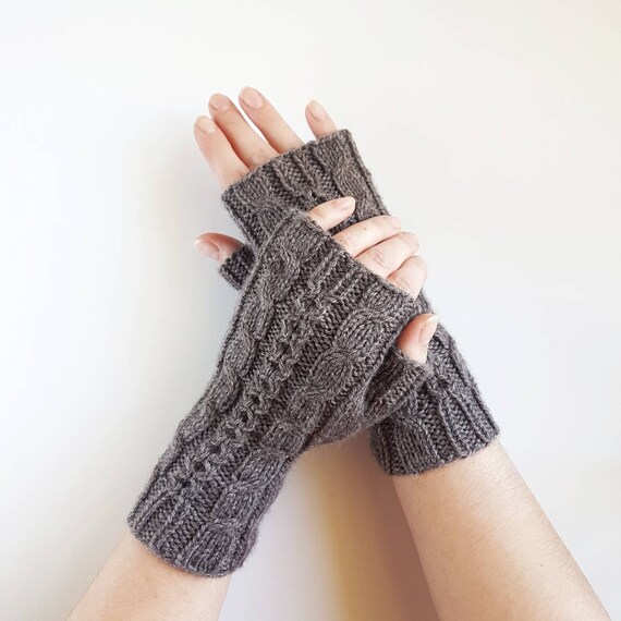 Wollen gebreide vingerloze handschoenen Supersoft Merino, turkoois