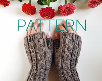 Knit fingerless gloves pattern, knitted mitts, how to knit cable gloves, knitting intructions, katia mitts, softknitshome