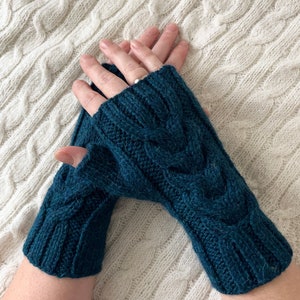 Knit fingerless mitts, knit fingerless mittens, knitted handwarmers, handmade arm warmers, winter gloves, womens mitts, christmas gift image 1