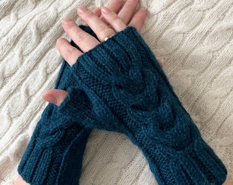 Knit fingerless mitts, knit fingerless mittens, knitted handwarmers, handmade arm warmers, winter gloves, womens mitts, christmas gift