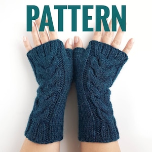 Knit Fingerless Gloves Pattern: Cable Knit Mitts (PDF Download)