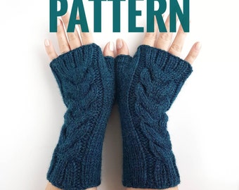 Knit fingerless gloves pattern, knitted mitts pdf download , how to knit, arm warmers diy instructions, handknit gloves instant download