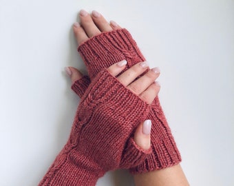 Knit fingerless gloves, knit fingerless mittens, handknit arm warmers, women's mittens, winter gloves, fingerless mitts, softknitshome
