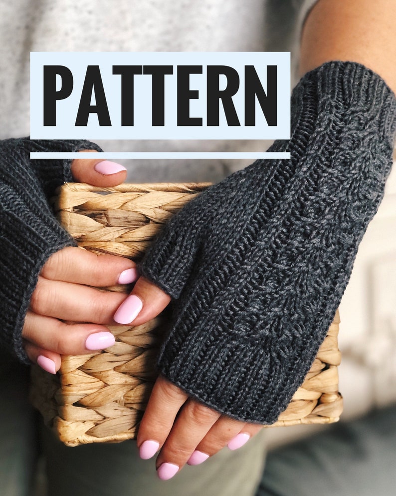 Knit fingerless mitts pattern, pattern how to knit fingerless gloves, knit handwarmers, knitted arm warmers pattern, softknitshome image 1