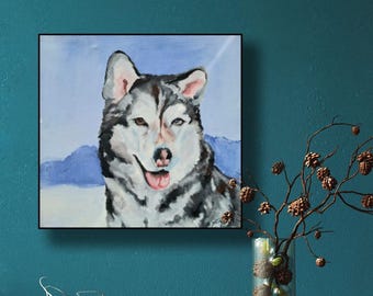 Husky Dog Painting: Large Acrylic Canvas Wall Art - Modern Home Decor