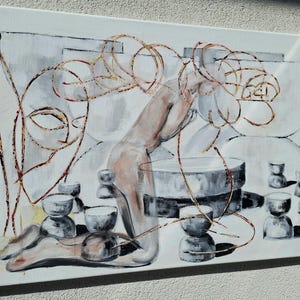 IN PROGRESS...The Ritual of Silence, Original Painting, Symbolic Contemporary Painting, Introspective Wall Art image 5