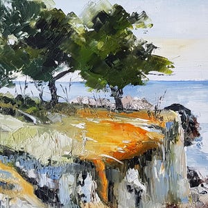 Sommerzauber am Meer, handgemalte Kunst am Meer, Öl Leinwand Dekoration, Originalstück, Natur inspiriertes Gemälde, künstlerisches Geschenk für Zuhause
