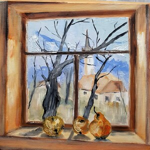 Wachten op de winter, origineel landschapslandschap olieverfschilderij, handgemaakt kunstkarton, verjaardagscadeau, op de natuur geïnspireerd decor, jubileumcadeau