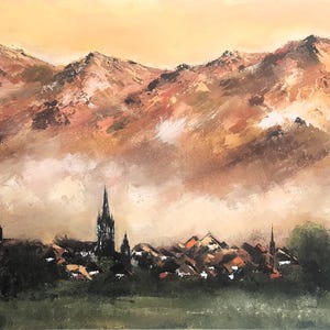 Sunset in Fagaras Original  Oil Canvas Painting, Wall Art, Modern Canvas Painting, Contemporary Home Decor, Decorative Artwork, Special Gift