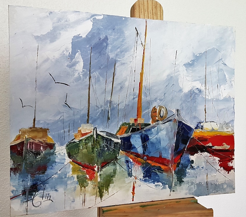 Ropes Original Oil Painting of A Sailing Ship on Canvas Etsy