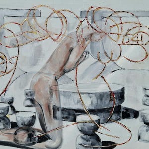 IN PROGRESS...The Ritual of Silence, Original Painting, Symbolic Contemporary Painting, Introspective Wall Art image 2
