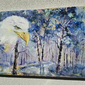 The Silent Gaze of the Forest Original Oil Painting Nature Symbolism Artwork image 7