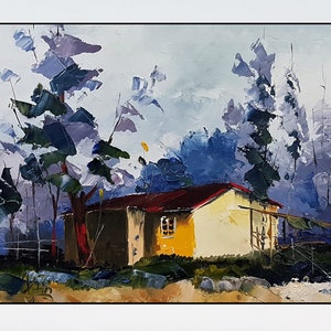Paisagem de montanha Pintura a óleo original Transilvânia Paisagem de montanha Arte, decoração de arte romena, impressão de decoração de parede, pôster de viagem romeno