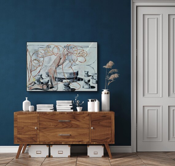 IN PROGRESS...The Ritual of Silence, Original Painting, Symbolic Contemporary Painting, Introspective Wall Art