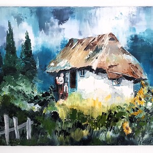 Uma tempestade de verão está chegando, pintura a óleo de paisagem original, tela de arte da natureza, peça de decoração de parede para casa, presente artístico, arte vibrante, tela cênica
