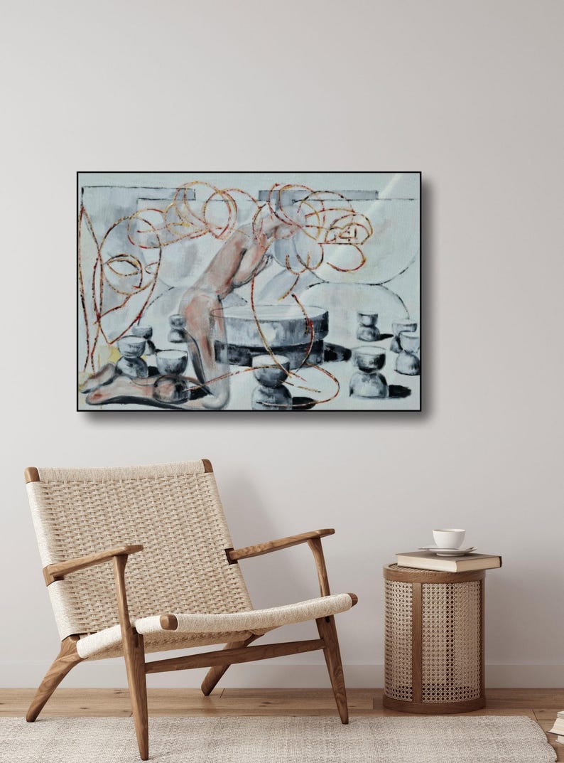 IN PROGRESS...The Ritual of Silence, Original Painting, Symbolic Contemporary Painting, Introspective Wall Art image 3