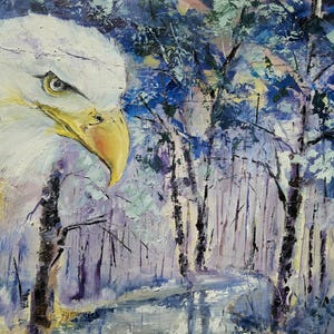 The Silent Gaze of the Forest Original Oil Painting Nature Symbolism Artwork image 2