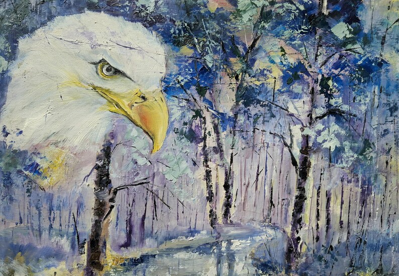 The Silent Gaze of the Forest Original Oil Painting Nature Symbolism Artwork image 2