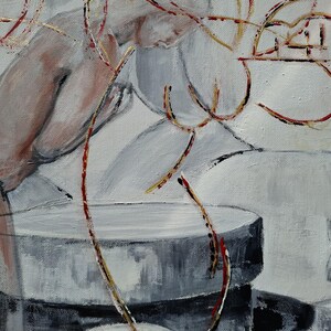 IN PROGRESS...The Ritual of Silence, Original Painting, Symbolic Contemporary Painting, Introspective Wall Art image 7