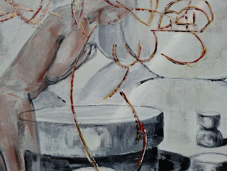 IN PROGRESS...The Ritual of Silence, Original Painting, Symbolic Contemporary Painting, Introspective Wall Art image 7