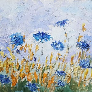 Achicoria al sol, naturaleza muerta original, pintura al óleo sobre cartón, decoración de pared, pintura minimalista moderna, arte contemporáneo, regalo especial