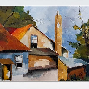 Campo paisagem arte da parede campo pintura vegetação e casas arte da parede abstrato cenário natural pinturas a óleo para casa rústica