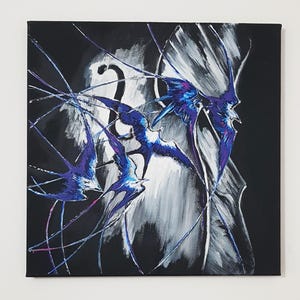 Sinfonía de golondrinas, pintura mural original, pinturas decorativas de estilo impresionista para el hogar, pinturas de arte contemporáneo con calidad de museo
