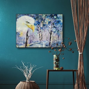 The Silent Gaze of the Forest Original Oil Painting Nature Symbolism Artwork image 1