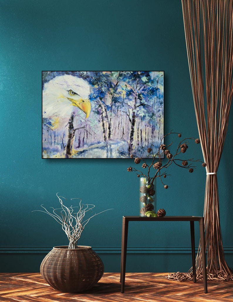 The Silent Gaze of the Forest Original Oil Painting Nature Symbolism Artwork image 1