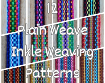 12 plain weave, inkle patterns