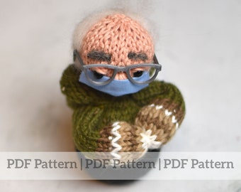 KNITTING PATTERN; Bernie's Mittens; Mini Knitted Doll; Newborn Photography Props; Easy Knitting Pattern; Small Knitting Pattern