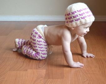 CROCHET PATTERN- Heart Stitch Hat and Pants; Baby Crochet; Adult Crochet; Slouch Hat; Beanie