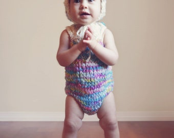KNITTING PATTERN- Amelia Romper and Bonnet; Newborn Photography Prop; Knitting Pattern; Knitted Baby Clothes; Romper Pattern; Bonnet Pattern