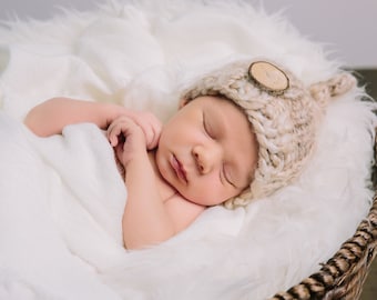 KNIT PATTERN- Handspun Basic Beanie; Newborn Photography Prop; Thick and Thin Yarn; Bulky Knitting Pattern
