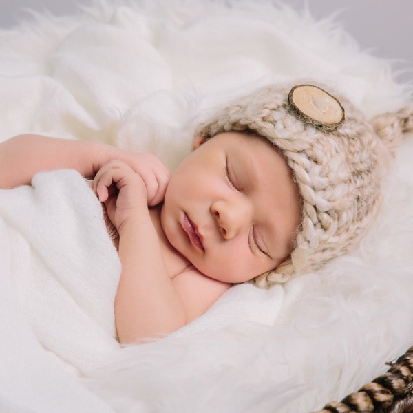 KNIT PATTERN- Handspun Basic Beanie; Newborn Photography Prop; Thick and Thin Yarn; Bulky Knitting Pattern